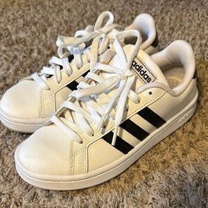 Adidas Classic White Sneakers with Black Stripes
